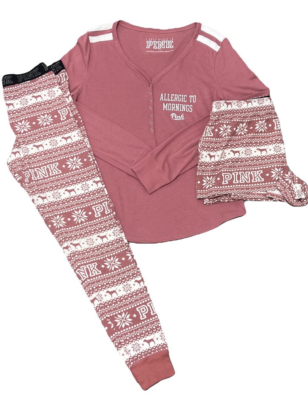 Victoria's Secret PINK Pajama Set | Pink & White | Christmas Pajamas
